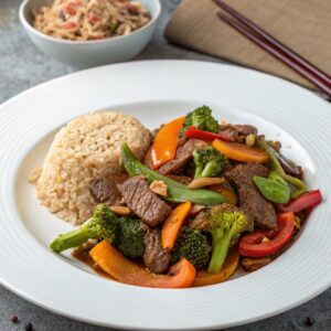 Beef and Vegetable Stir-Fry with Brown Rice