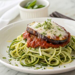 Eggplant Parmesan with Zucchini Noodles