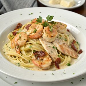 Chicken and Shrimp Carbonara